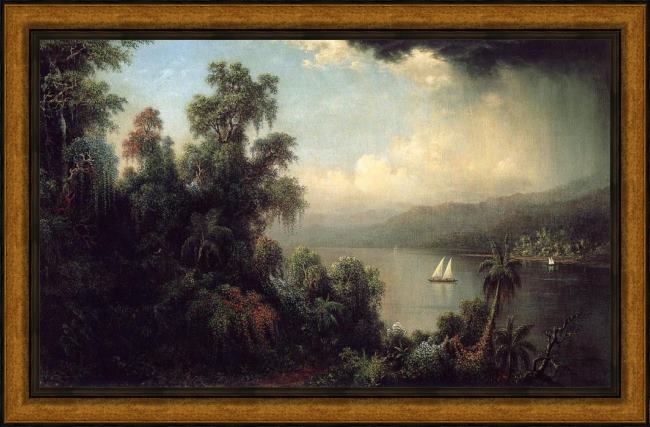 Framed Martin Johnson Heade coast of jamaica painting