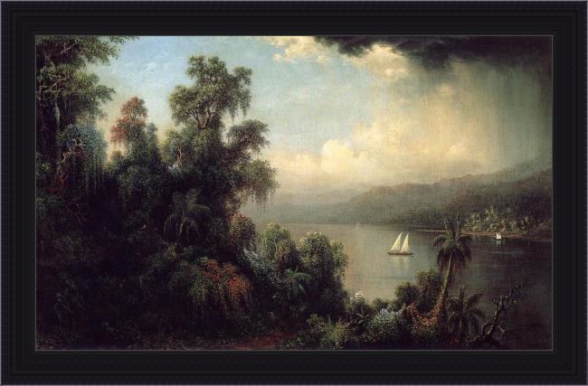 Framed Martin Johnson Heade coast of jamaica painting