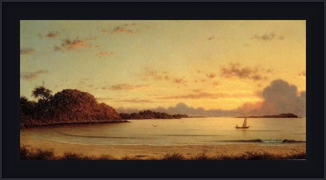 Framed Martin Johnson Heade dawn painting