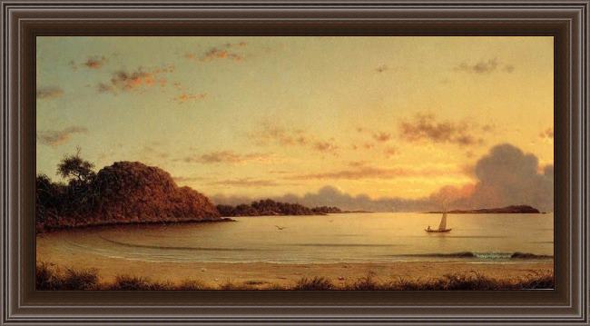 Framed Martin Johnson Heade dawn painting