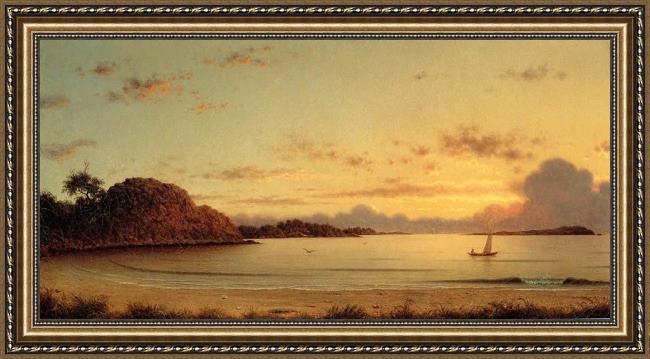 Framed Martin Johnson Heade dawn painting