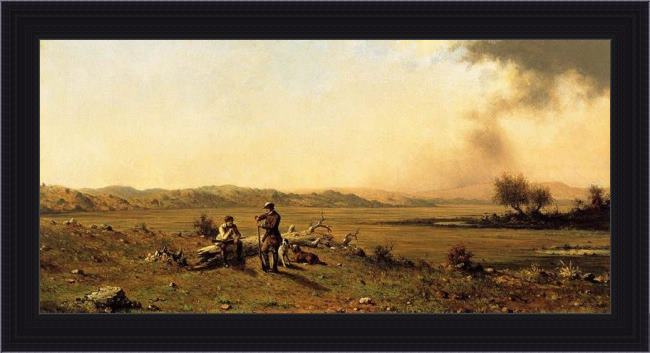 Framed Martin Johnson Heade hunters resting painting