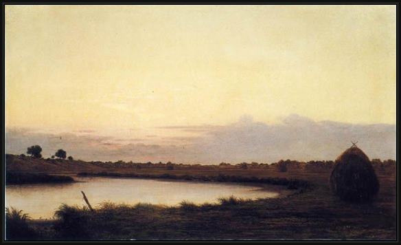 Framed Martin Johnson Heade quiet river at dusk painting