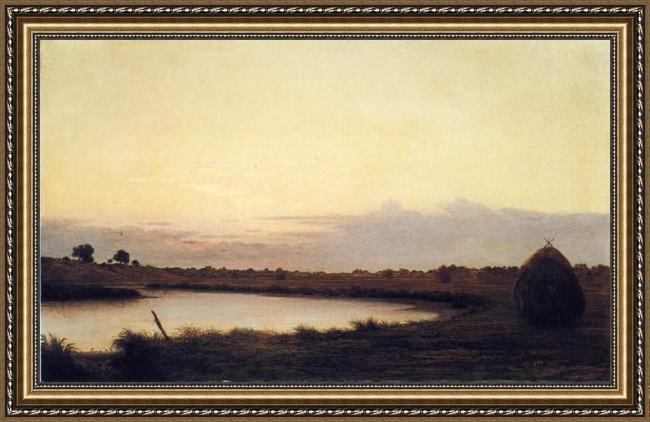Framed Martin Johnson Heade quiet river at dusk painting