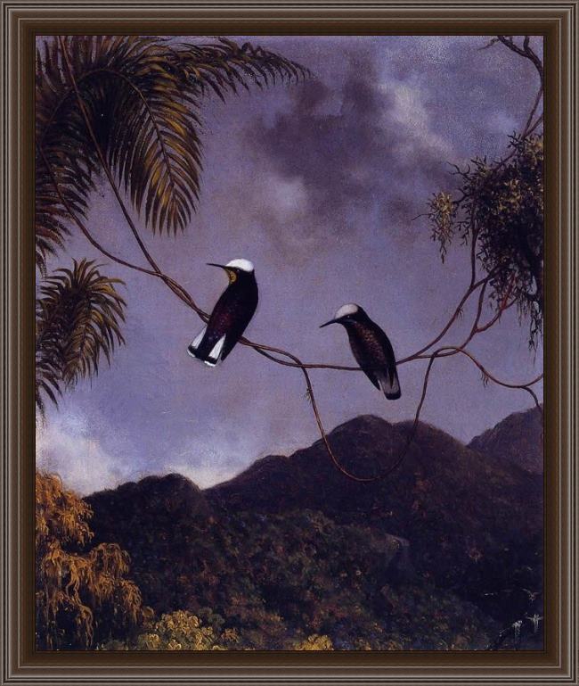 Framed Martin Johnson Heade snowcap painting