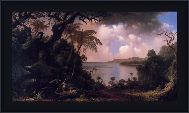 Framed Martin Johnson Heade view from fern-tree walk jamaica painting