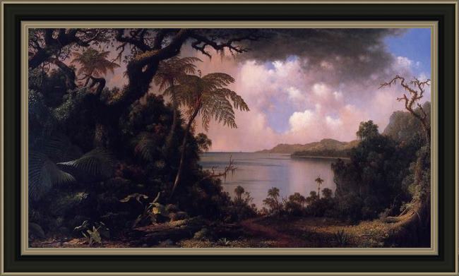 Framed Martin Johnson Heade view from fern-tree walk jamaica painting