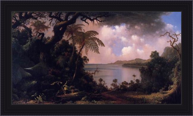 Framed Martin Johnson Heade view from fern-tree walk jamaica painting