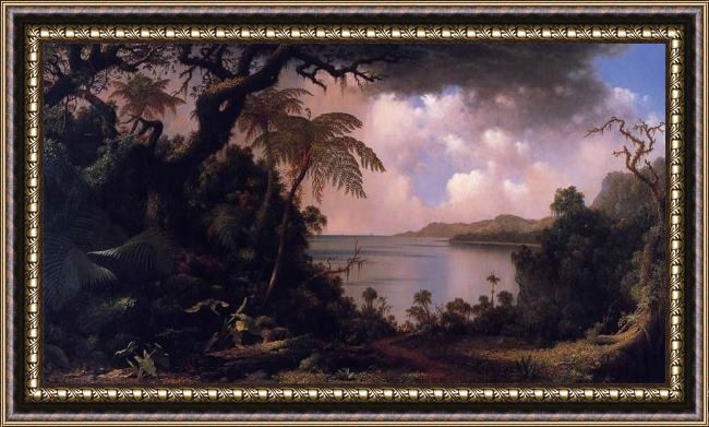 Framed Martin Johnson Heade view from fern-tree walk jamaica painting