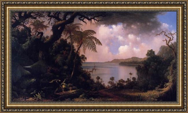 Framed Martin Johnson Heade view from fern-tree walk jamaica painting