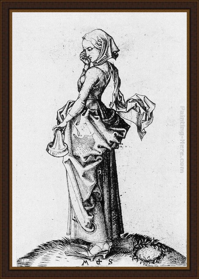 Framed Martin Schongauer the fifth foolish virgin painting