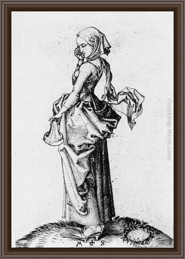 Framed Martin Schongauer the fifth foolish virgin painting