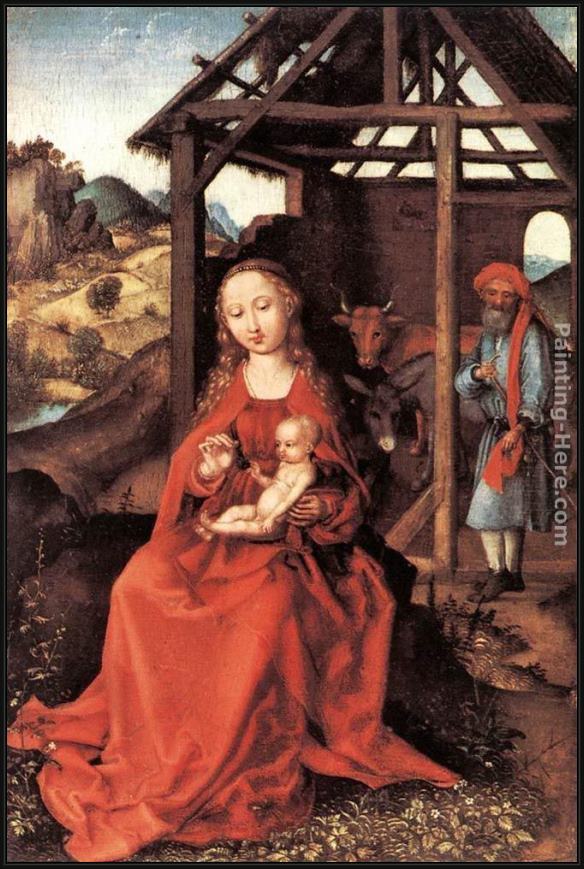 Framed Martin Schongauer the holy family painting
