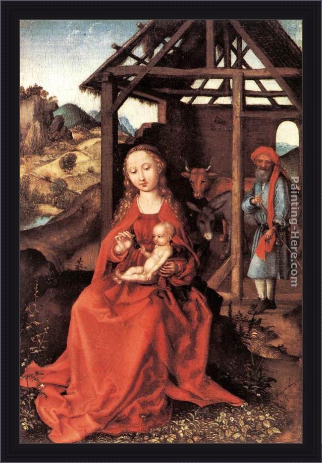 Framed Martin Schongauer the holy family painting