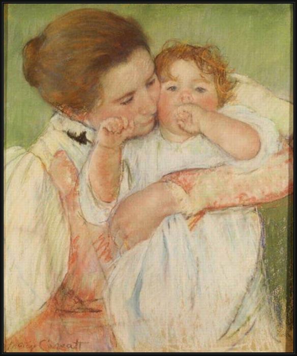 Framed Mary Cassatt mother and child, 1897 painting