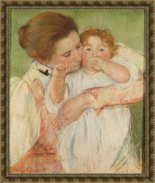 Framed Mary Cassatt mother and child, 1897 painting