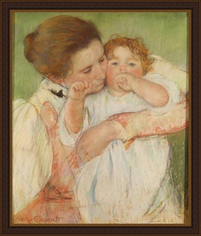 Framed Mary Cassatt mother and child, 1897 painting
