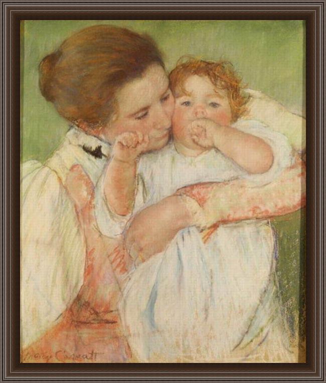 Framed Mary Cassatt mother and child, 1897 painting