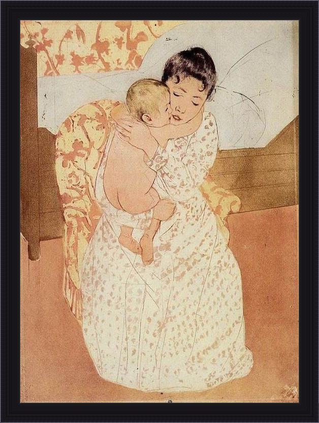 Framed Mary Cassatt nude child painting
