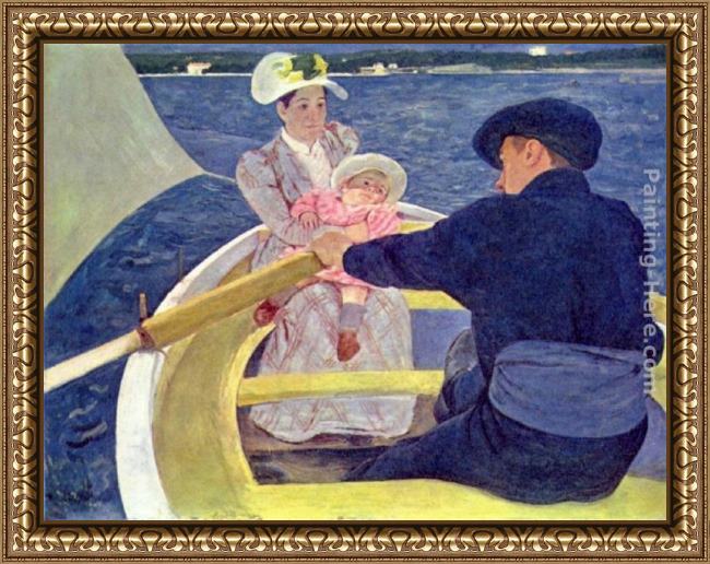 Framed Mary Cassatt the boating party painting
