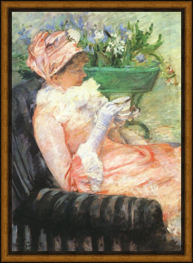 Framed Mary Cassatt the cup of tea painting