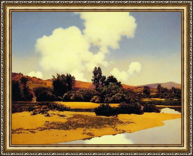Framed Maxfield Parrish little sugar river at noon painting