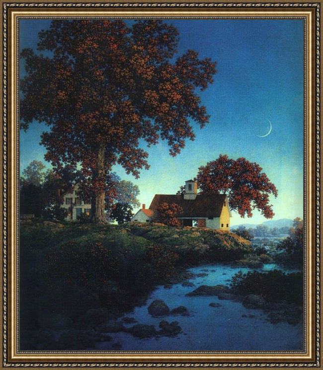 Framed Maxfield Parrish new moon painting