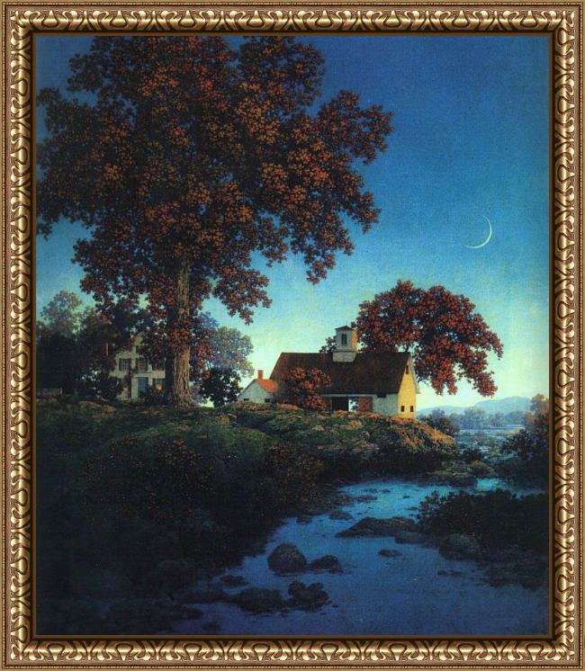 Framed Maxfield Parrish new moon painting