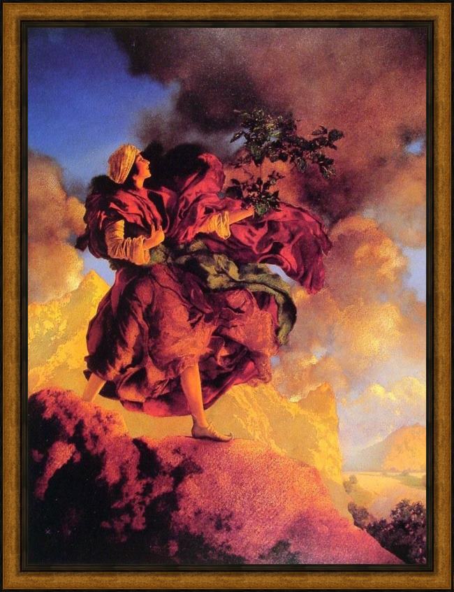 Framed Maxfield Parrish princess parizade bringing home the singing tree painting