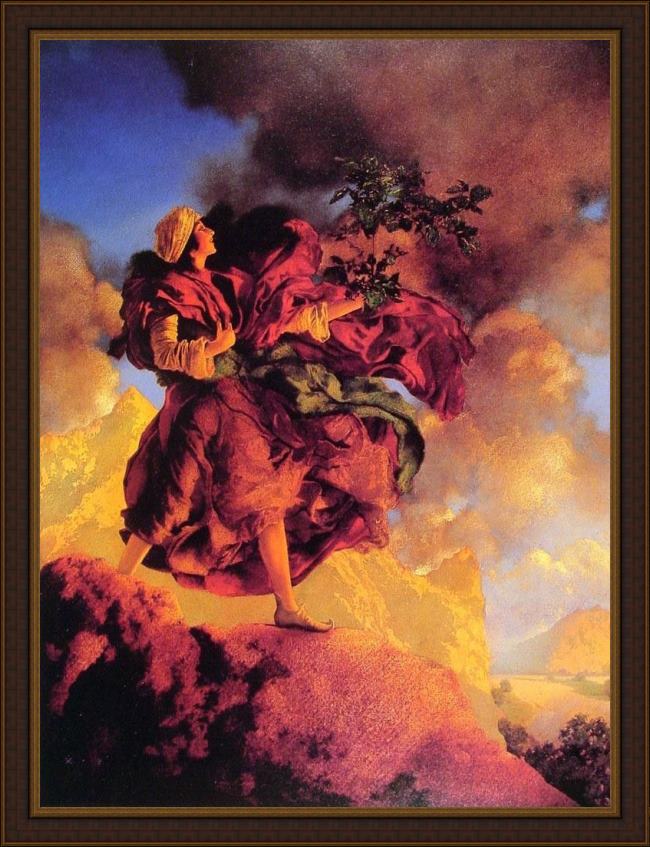 Framed Maxfield Parrish princess parizade bringing home the singing tree painting