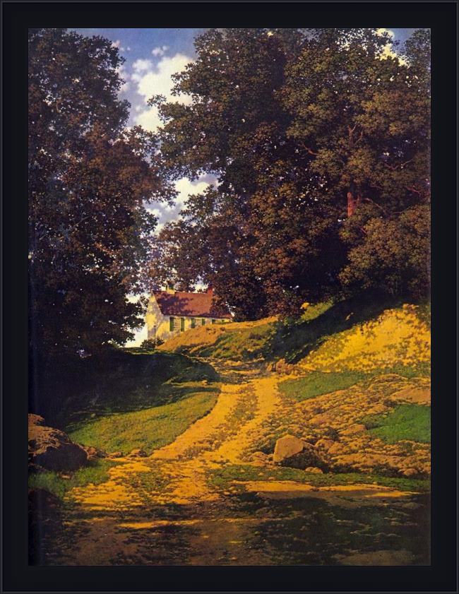 Framed Maxfield Parrish the country schoolhouse painting