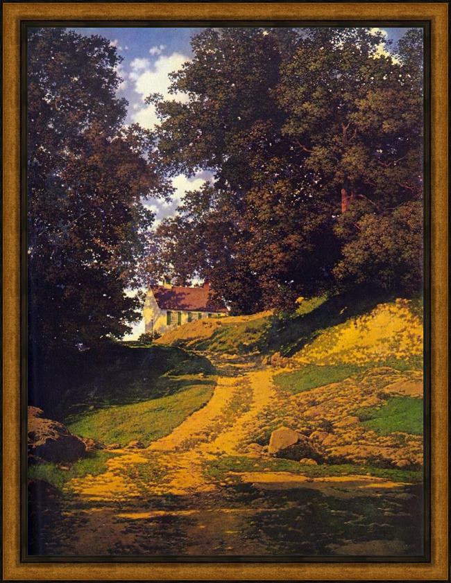 Framed Maxfield Parrish the country schoolhouse painting
