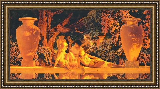 Framed Maxfield Parrish the garden of allah painting