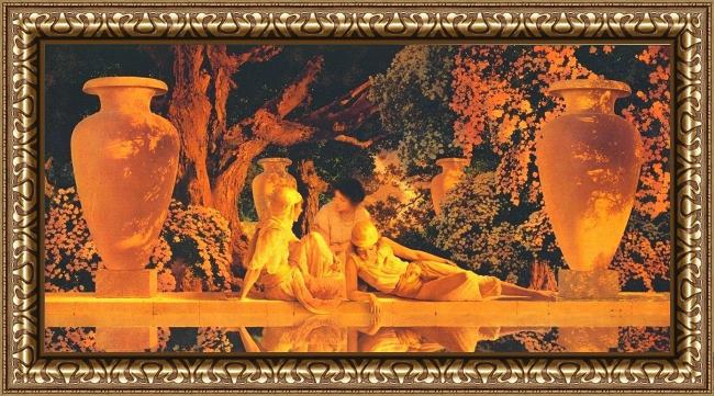 Framed Maxfield Parrish the garden of allah painting