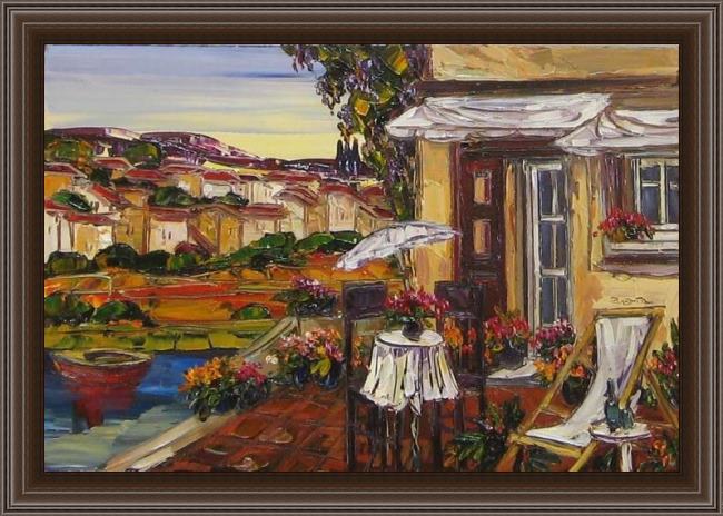 Framed Maya Eventov bayside villa painting