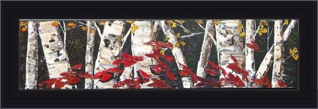 Framed Maya Eventov birch horizon painting