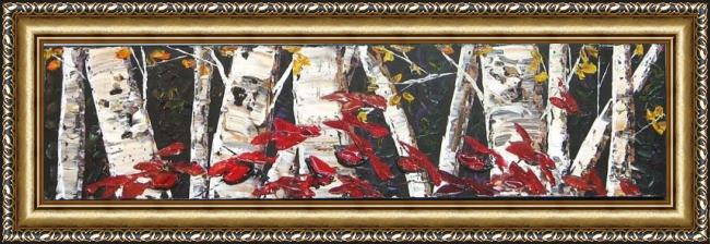 Framed Maya Eventov birch horizon painting