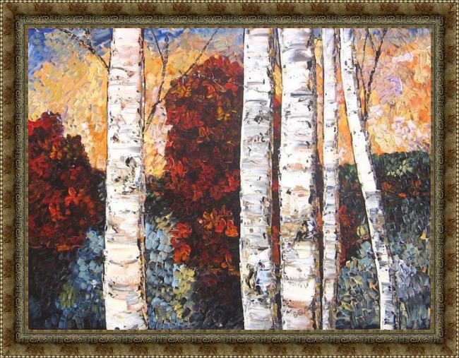 Framed Maya Eventov birch paradise painting