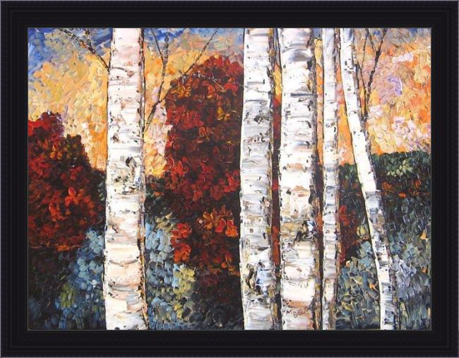 Framed Maya Eventov birch paradise painting