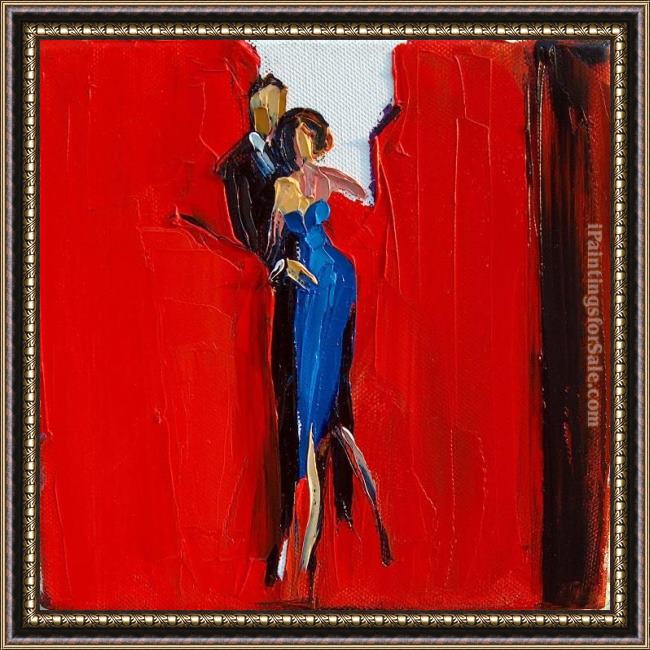 Framed Maya Green romance in red painting