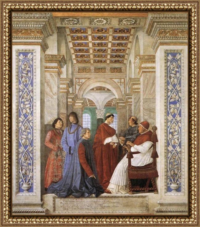 Framed Melozzo Da Forli foundation of the library painting