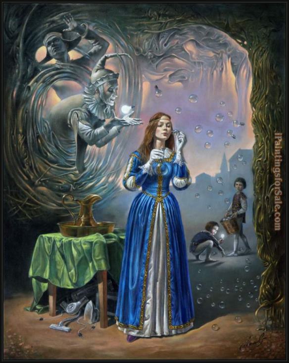 Framed Michael Cheval covert fruits of enlightenment painting