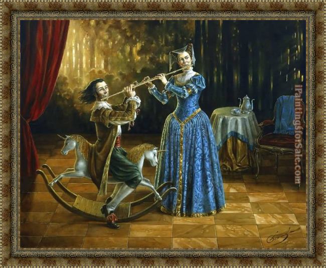 Framed Michael Cheval double harmony painting