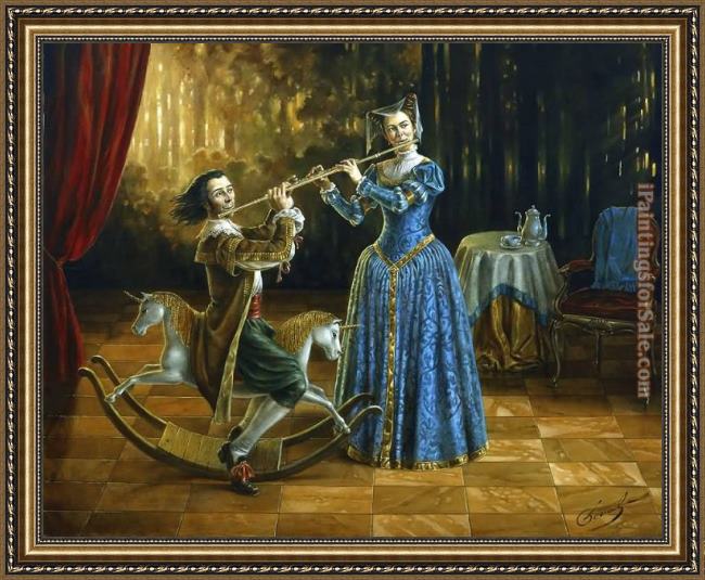 Framed Michael Cheval double harmony painting
