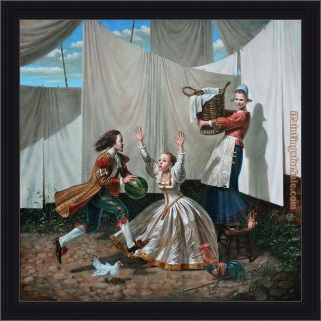 Framed Michael Cheval hack-a-shaq painting