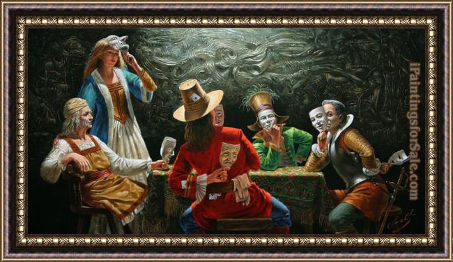 Framed Michael Cheval hypocrisy assembly painting