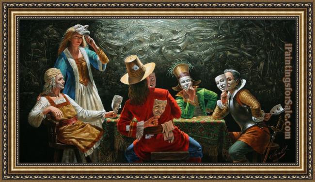 Framed Michael Cheval hypocrisy assembly painting