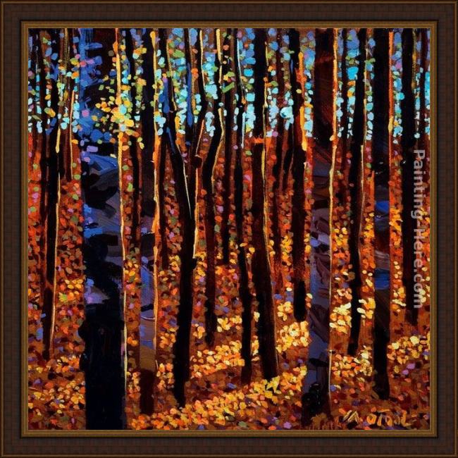 Framed Michael O'Toole twilight time among aspens painting
