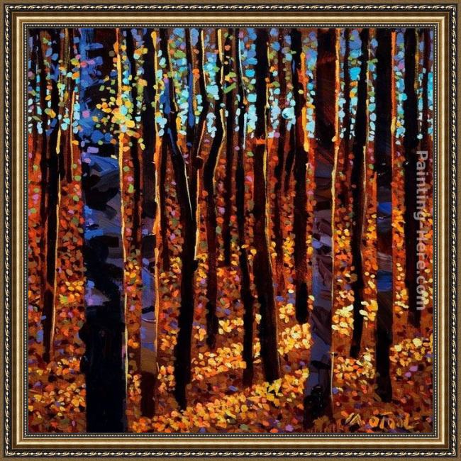 Framed Michael O'Toole twilight time among aspens painting