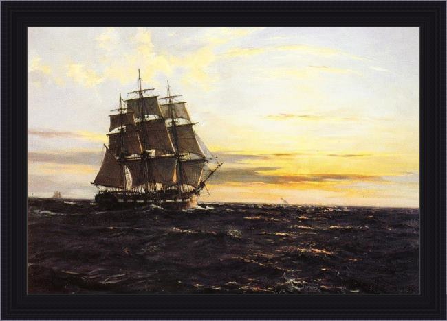 Framed Montague Dawson into the westerly sun painting